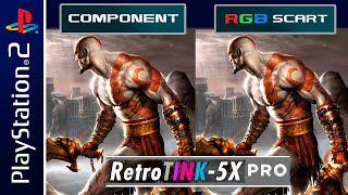 Comparativo God Of War PS2 1080i 60ᶠᵖˢ RetroTink 5X Pro  OPL Vídeo Componente Vs RGB Scart [upl. by Blair]