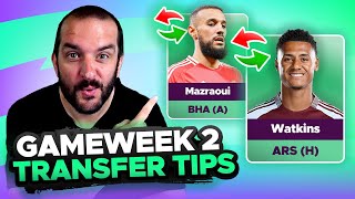 MAZRAOUI IN 👎  FPL TRANSFER TIPS  GAMEWEEK 2  Fantasy Premier League Tips 202425 [upl. by Dwain363]