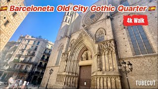 Barcelona Street Walk  Gothic Quarter  Old City [upl. by Nolte]