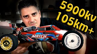 WLTOYS 104001 RC Buggy Brushless Upgrade  3650 5900KV Motor 28T Pinion  3s Speed Over 105 KM [upl. by Cuthbert]