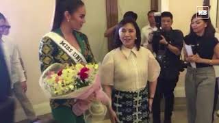 VP Leni Robredo welcomes 2018 Miss Universe Catriona Gray [upl. by Burdett750]