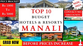 TOP 10 Budget Hotels And Resorts In MANALI  Rs 1000 To 5000  Latest PRICE  Best Homestays [upl. by Winfield937]