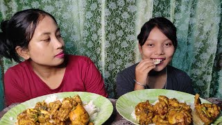 Spicy chicken Bamboo shoots eromba eating with my sis [upl. by Hershell]