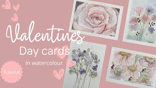 How to paint Valentines cards in watercolour and mixed media [upl. by Kilby131]