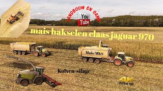 mais Kolvensilage siddeburen met claas jaguar 970 transport 4 Claas axion 850 USA 1800 CF [upl. by Bertine]