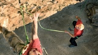 How to belay the leader with a GRIGRI  Belaying techniques [upl. by Hentrich882]