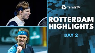 Rublev Faces Bergs De Minaur Korda amp Hurkacz In Action  Rotterdam 2024 Day 2 Highlights [upl. by Yenterb403]