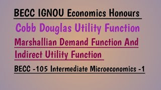 Cobb Douglas Utility Function BECC 105 Intermediate Microeconomics 1 BECC IGNOU Economics Honours [upl. by Cardew479]