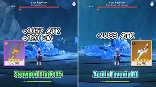 Bennett Burst Sapwood Blade R5 vs Aquila Favonia R1  Comparison  Genshin Impact [upl. by Narat150]