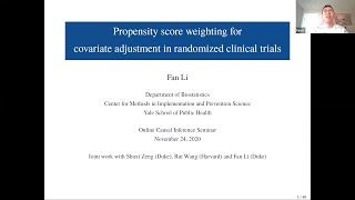 Fan Li Propensity score weighting for covariate adjustment in randomized clinical trials [upl. by Llaccm657]