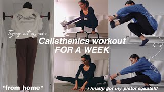 WEEK OF CALISTHENICS WORKOUTS from HOME  Beginner at Calisthenics  Push Pull Leg Split [upl. by Akihsal]