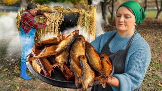 Smoking Fish the Ancient Way Using a Handmade Reed Smoker [upl. by Valenta6]