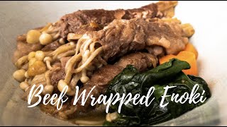 Easy Beef Wrapped Enoki Mushroom Recipe  Lucky Foods Kalbi Sauce Review [upl. by Burtie]