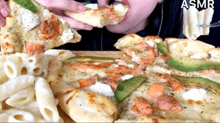 ASMR SALMON PIZZA  ALFREDO PENNE PASTA  Mukbang Eating Sounds [upl. by Borrell]