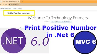 ASPNET 60 ⚡MVC 6 ⚡ Print Positive Number In Razor Page⚡ Technology Formers [upl. by Sivet]