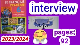 interview français pratique 6ème année primaire page92 [upl. by Eirbua]