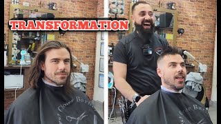 asmr barber  High Skin Fade Transformation From Long to Short [upl. by Bible]