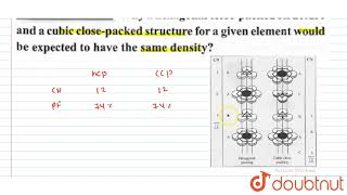 Why a hexagonal closepacked structure and a cubic closepacked structure for a given [upl. by Azelea]