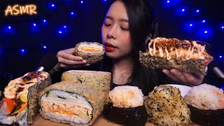 ASMR Salmon Onigiri Taco Sushi Onigirazu Fried Sushi Sandwich 🍙  Crunchy EartoEar Eating Sounds [upl. by Raymund429]