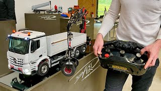 HANDCRAFTED RC TRUCK AND CRANE PALFINGER WITH REAL REMOTE CONTROLLER  SCALEART RC TRUCK [upl. by Ellerehs266]