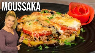 Moussaka Rezept  Griechischer AuberginenKartoffel Auflauf mit Hackfleisch einfach lecker [upl. by Partan828]