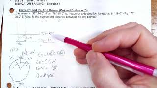 Mercator Sailing  Solve for Course and Distance [upl. by Ainedrag424]