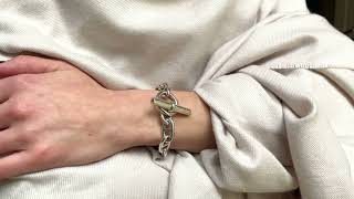 Bracelet Hermes quotChaîne dancre grand modèlequot en argent avec onze maillons [upl. by Engis]