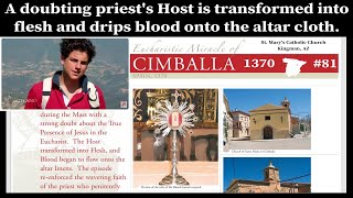 EUCHARISTIC MIRACLE  CIMBALLA SPAIN 1370  A doubting priests Host drips Blood on the altar 81 [upl. by Hotchkiss]