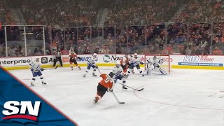 Flyers Jamie Drysdale Rips Wrister Through Traffic For First Goal In Philly [upl. by Tripp]