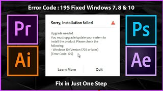 Fix error code 195 I Adobe Premiere Pro 2020 on Windows 7 8 amp 10 I Fix in one easy step I Foxweb [upl. by Buyer]