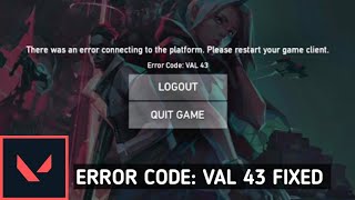 Fix VAL 43 Error Code In Valorant [upl. by Bik]