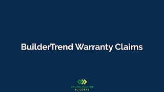 BuilderTrend Warranty Claims [upl. by Mumford893]