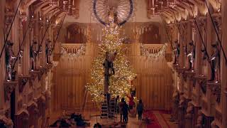 Christmas at Windsor Castle  Decorating the Christmas tree in St Georges Hall [upl. by Aridatha]