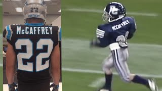 7 Year Old Christian McCaffery Plays Mascots In Football Game JUKES OUT MASCOT [upl. by Nomead286]