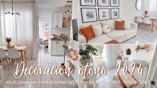 🍂🦔 DECORACIÓN OTOÑO 2024  CASA PEQUEÑA INFONAVIT ✨ SALA  COMEDOR  HABITACIONES 🤎🍁 [upl. by Monroy]