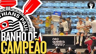 JOGADORES do CORINTHIANS fazem a FESTA na COLETIVA após CONQUISTA da COPINHA 2024 [upl. by Ahsropal]