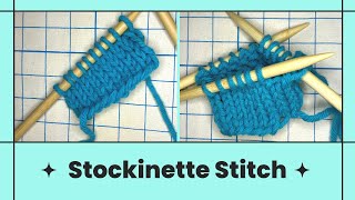 Stockinette Stitch  How to knit flat and in the round [upl. by Clemen]