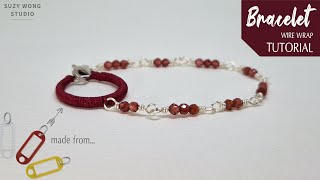 The bracelet is made with the ring of a key tag Easy Wire Wrap Bracelet Tutorial How to make [upl. by Fairleigh]