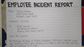 How To Write An Employee Incident Report Letter Step by Step Guide  Writing Practices [upl. by Lacagnia42]