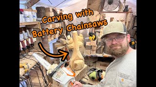 Chainsaw carving with battery saws [upl. by Rihaz]