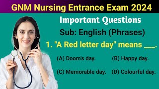 GNM Entrance Exam MCQ  Sub English  GNM Entrance Exam 2024  GNM Entrance Exam Question Paper [upl. by Relyc]