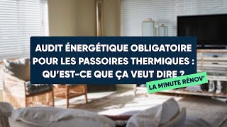 Audit énergétique obligatoire  tout ce quil faut savoir en une minute  La Minute Rénov [upl. by Giuliana]