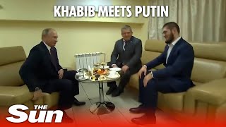 Khabib meets Putin after McGregor victory [upl. by Aztin]