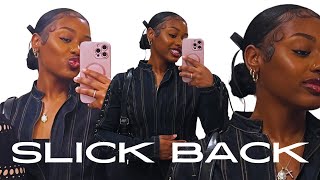 How to do Slick Back on Natural Hair  Thick Hair Friendly  Tiana Shannell [upl. by Kohler]