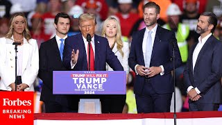 WATCH Trump Invites His Children Up Onstage At Campaign Rally In Pittsburgh Pennsylvania [upl. by Nirrok]