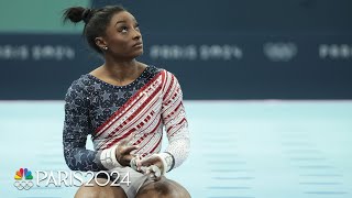 Simone Biles behind the scenes as the GOAT helps secure team finals gold  Paris Olympics [upl. by Finbur645]