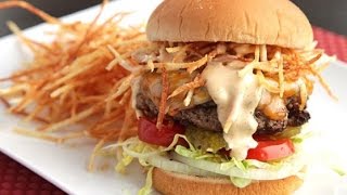 Recipe of Cuban Fritas Seasoned Cheeseburgers With Shoestring Potatoes and Spicy Sauce [upl. by Scarlett]