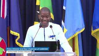 The Hon Dickon Mitchell CARICOM Chair and PM Grenada addressing the 47th CARICOM Heads Meeting [upl. by Nwahsirhc279]