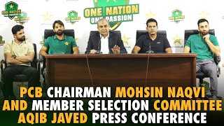 PCB Chairman Mohsin Naqvi and Member Selection Committee Aqib Javed Press Conference  PCB [upl. by Yehudit484]