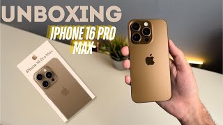 UNBOXING IPHONE 16 PRO MAX GOLD DESERT TITANIUM COLOUR [upl. by Ydolem]